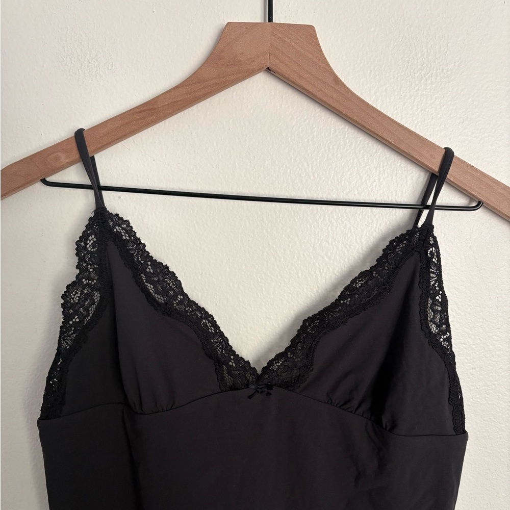 SKIMS Black Lace Trim Fit Everybody Black Boy Short Bodysuit Chemise Women XL BD - Picture 2 of 5